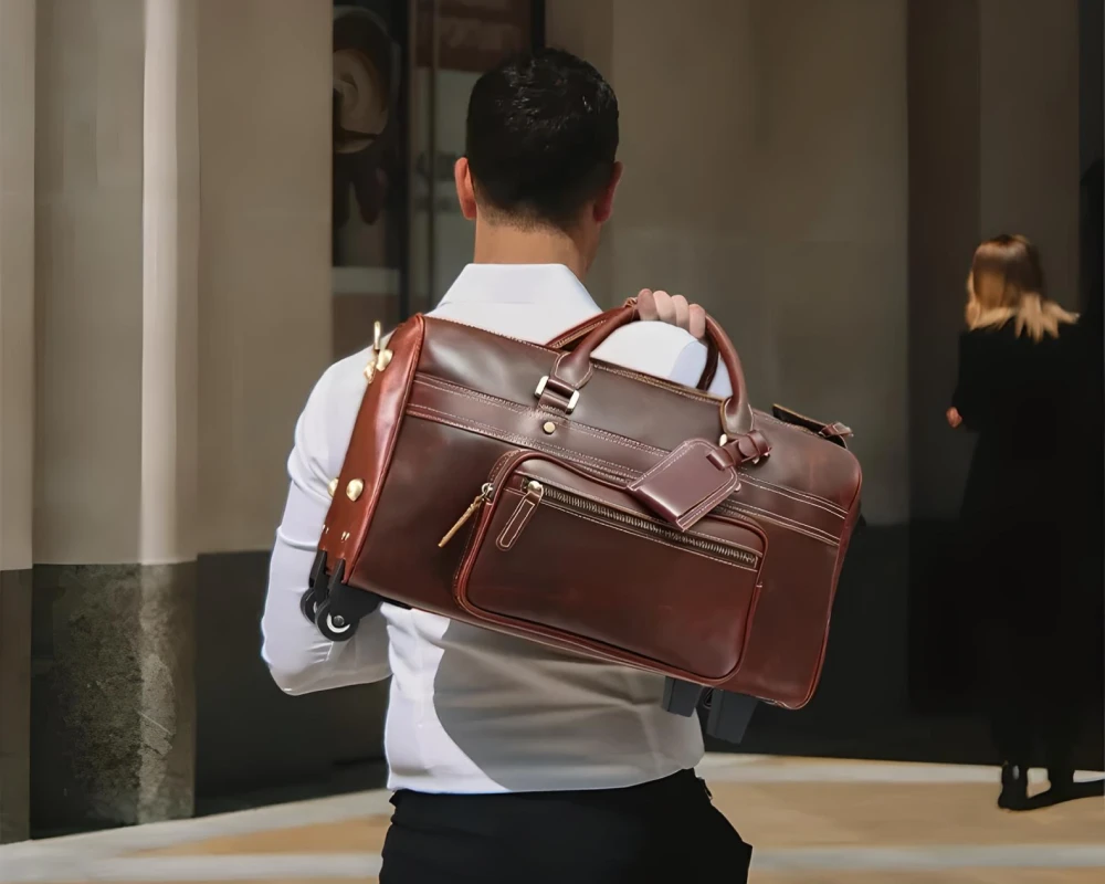 leather suitcase carry on